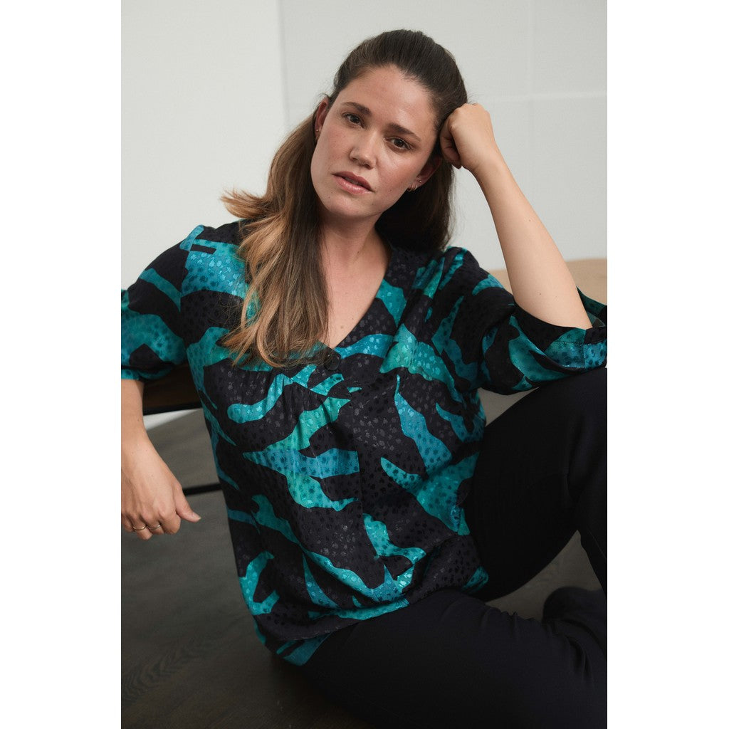 Pont Neuf PNHilma Bluser 5052 Petrol Blue